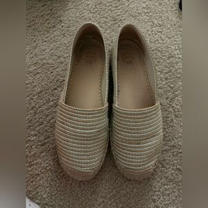 Striped Tan and Cream Espadrilles